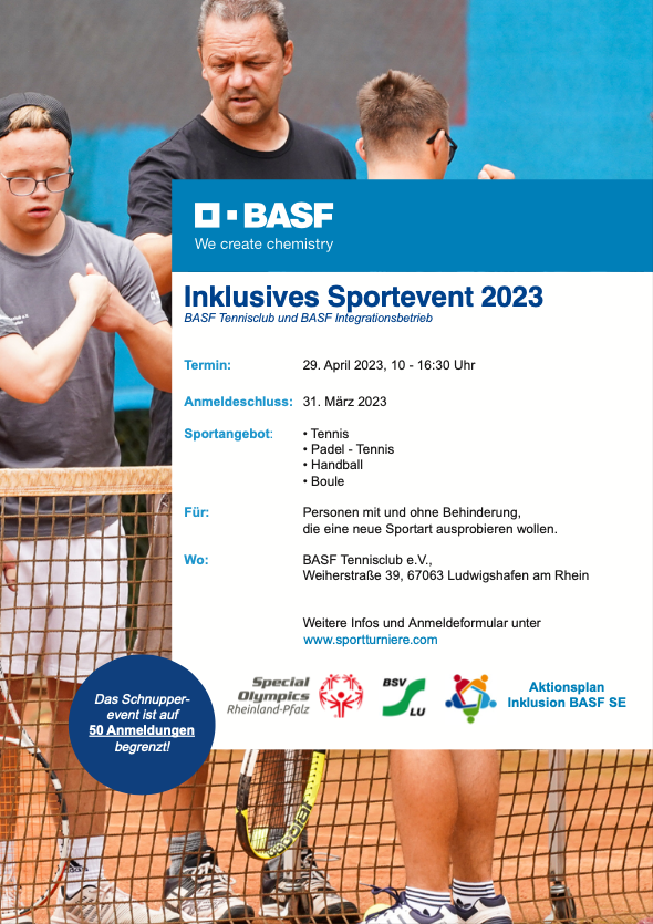 Plakat für inklusives BASF Sportevent 2023