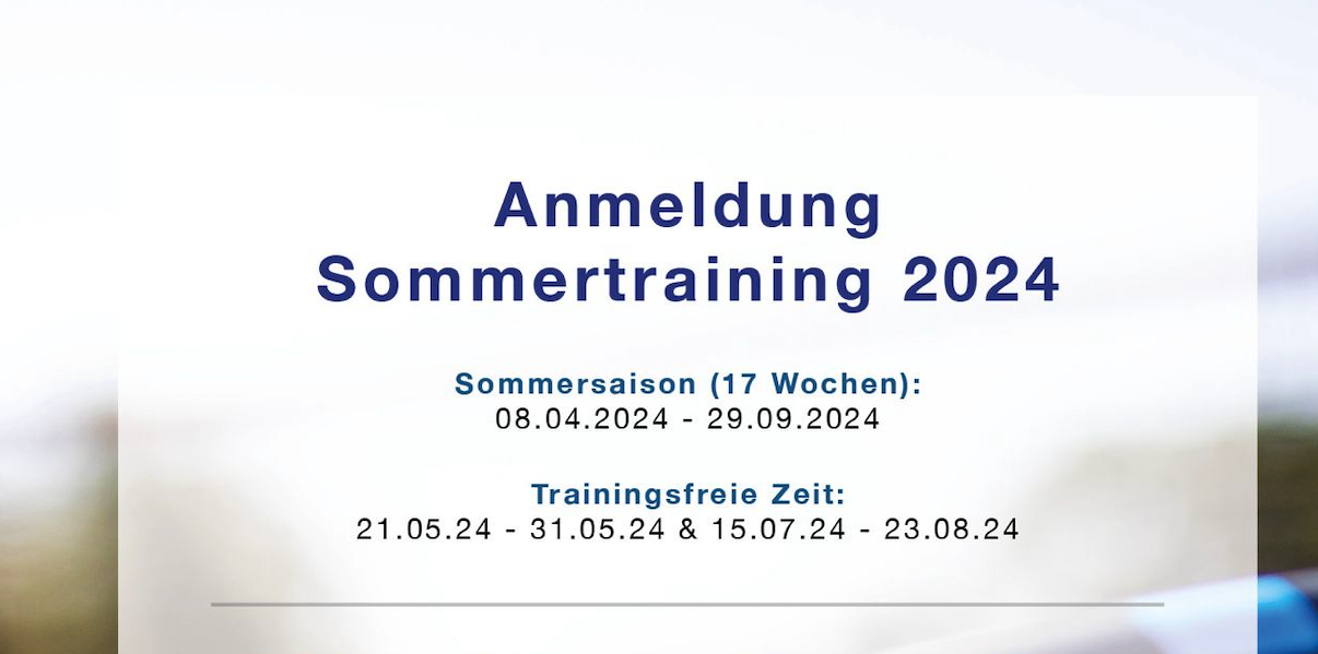 Anmeldung Sommertraining 2024 mit Terminen