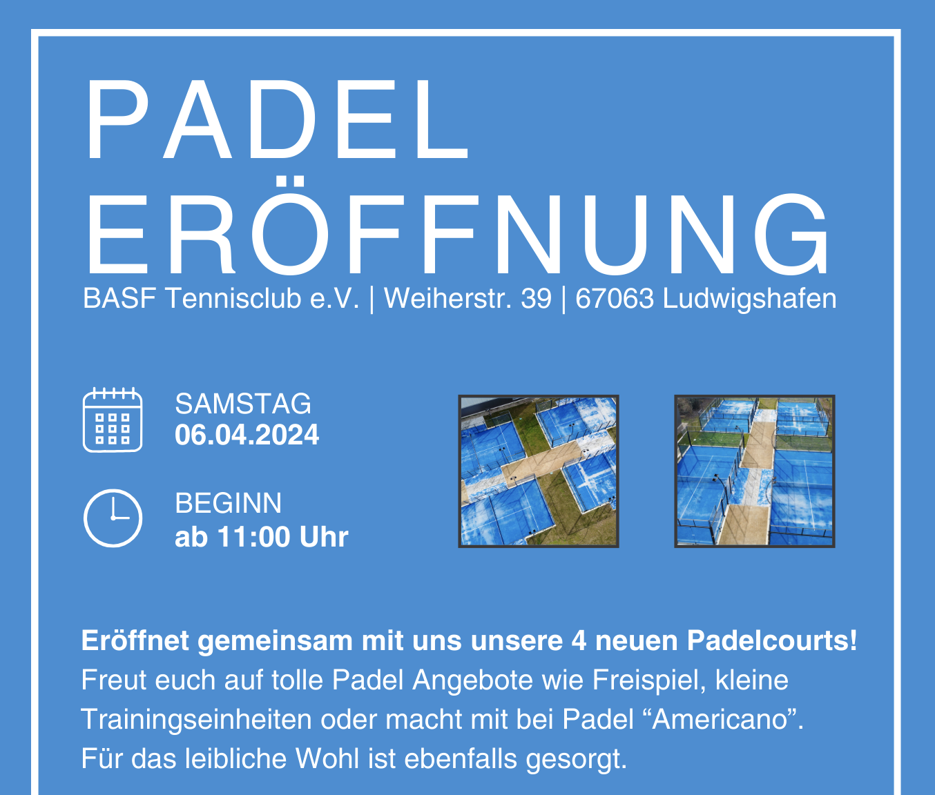 Plakat zur Padel-Eröffnung in Ludwigshafen