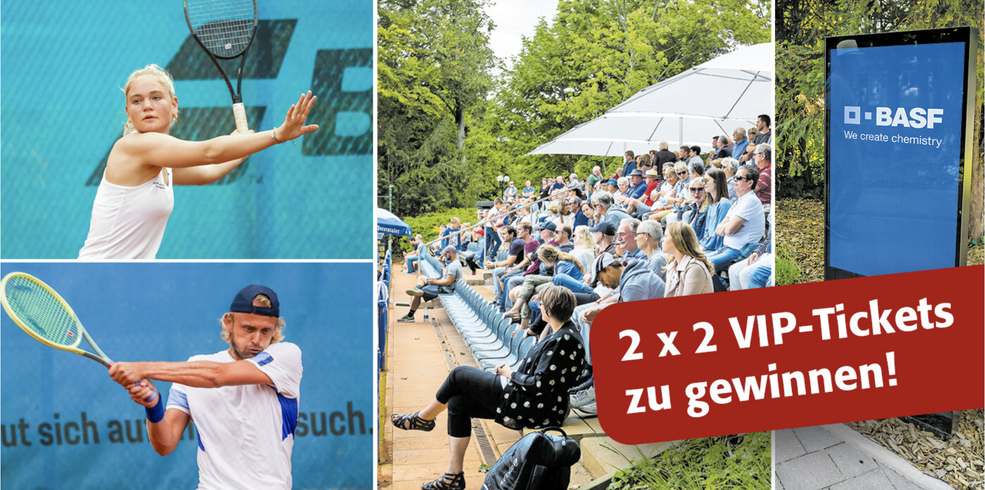 Tennisspieler und Publikum bei Turnier mit Gewinnspiel