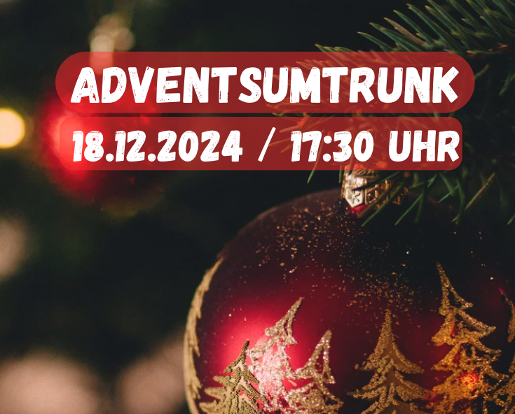 Weihnachtskugel mit Schriftzug Adventsumtrunk und Datum