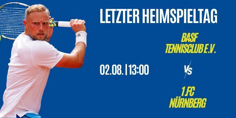 Tennisspieler beim Schlag, Ankündigung Heimspieltag