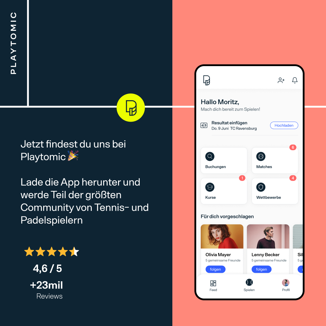 Playtomic App auf Smartphone mit Bewertung 4,6